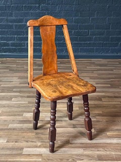 Californian Monterey Spanish Revival Maple Side Chair w/ Turned Legs