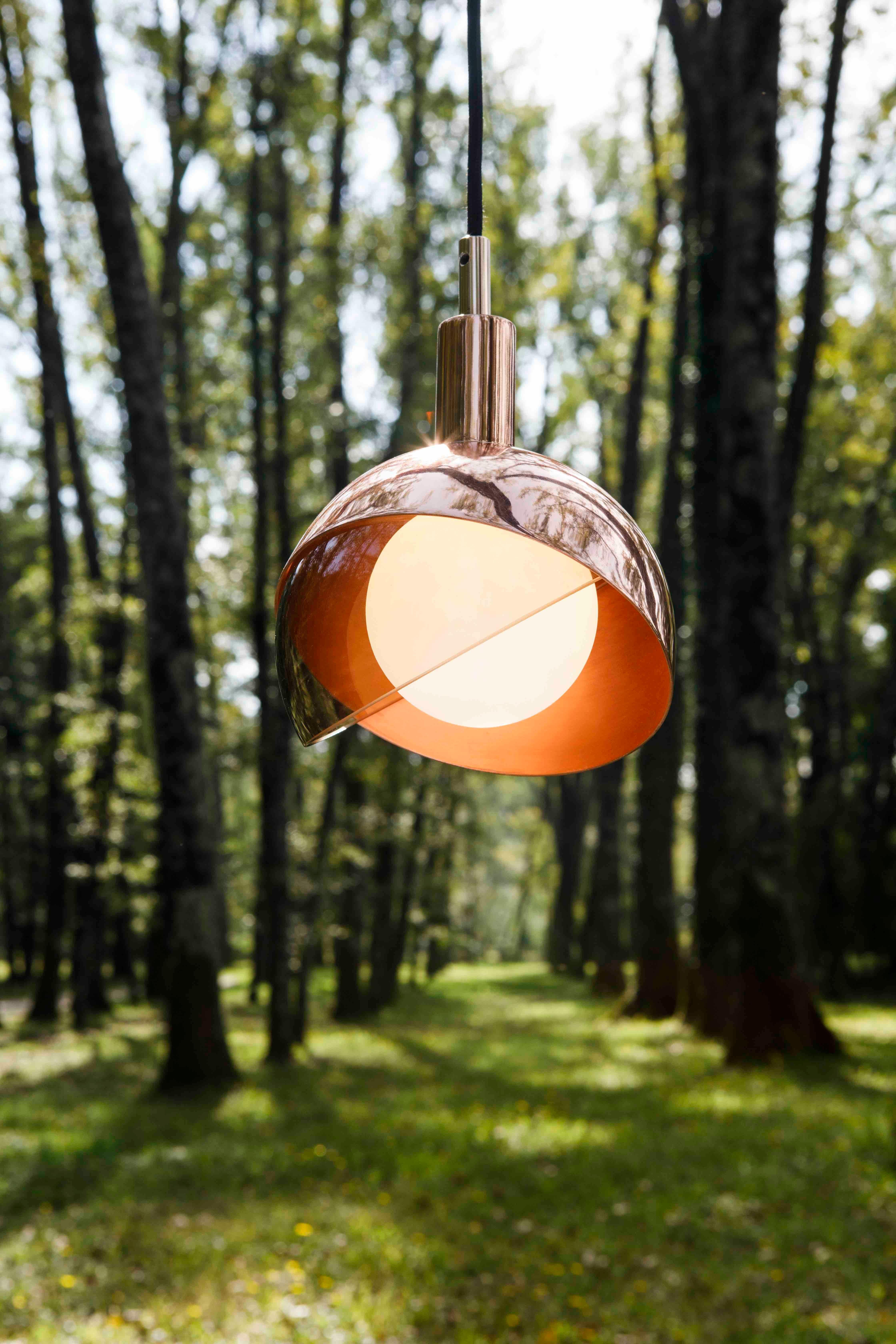 Italian Calimero Small by Dan Yeffet — Murano Blown Glass & Copper Pendant Lamp For Sale