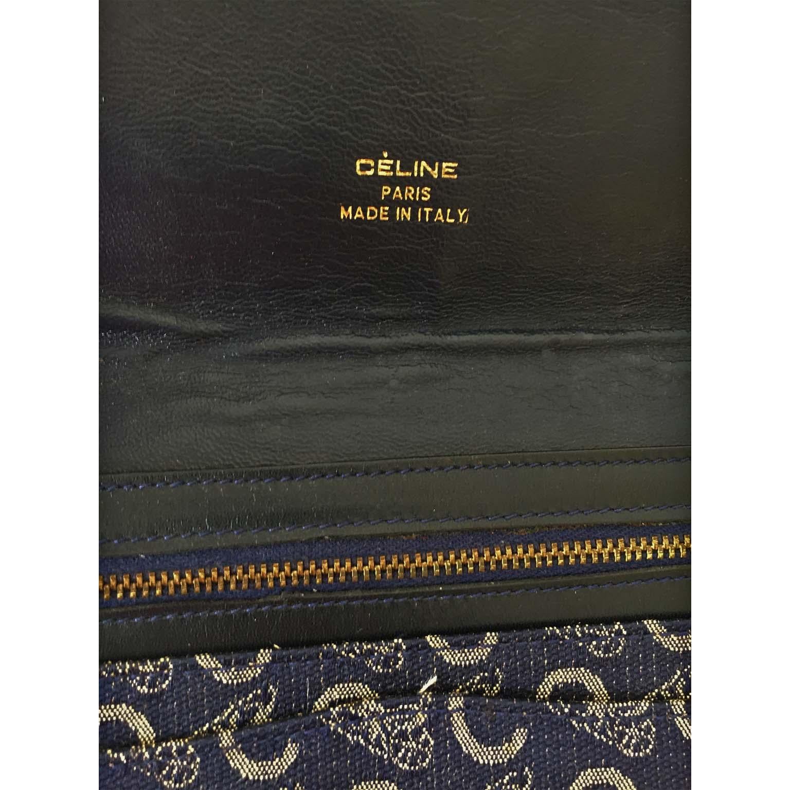 Donna Caline Navy Monogram Pochette Borsa in tela anni '70