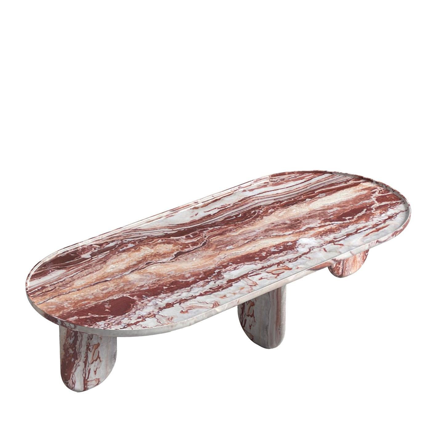 italien Table basse d'extérieur Calipso 45 rouge arabescato orobico en marbre par CPRN Homood en vente