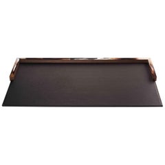 Calipso Desk Blotter in Brown Leather with Corno Italiano Detailing, Mod. 5300no