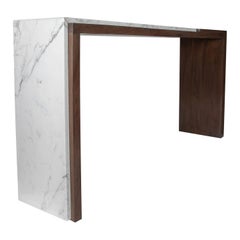 Calista Console with White Marble and Solid Walnut