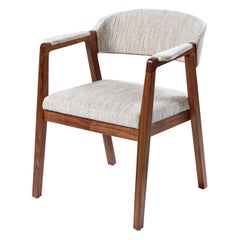Calisto Armchair, Sleek Armed Dining Chair in Solid Walnut Wood