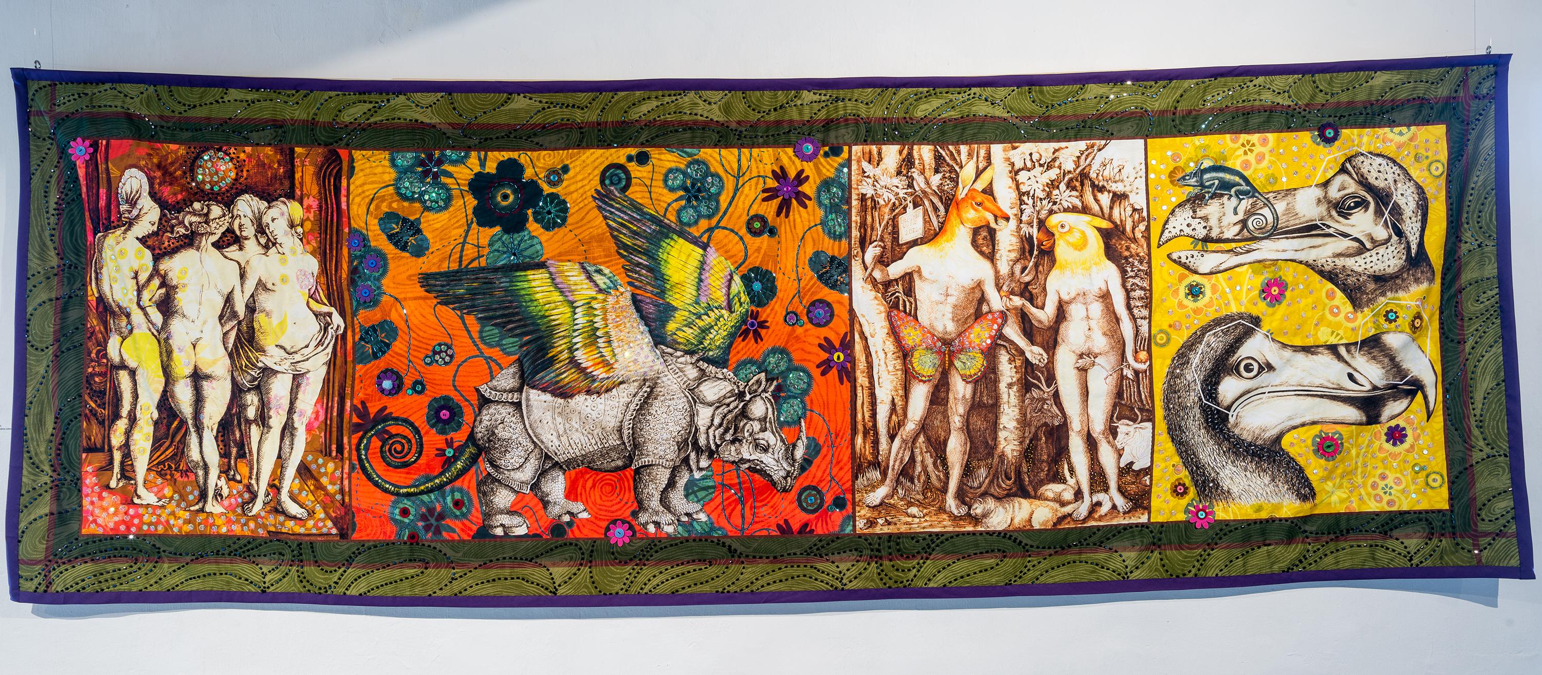 Contemporary Call of the Wild in Printed Textile by Heather Ujiie For Sale