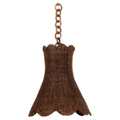 Calla Bell Hand-Woven Wicker Trumpet Pendant Light - 35cm