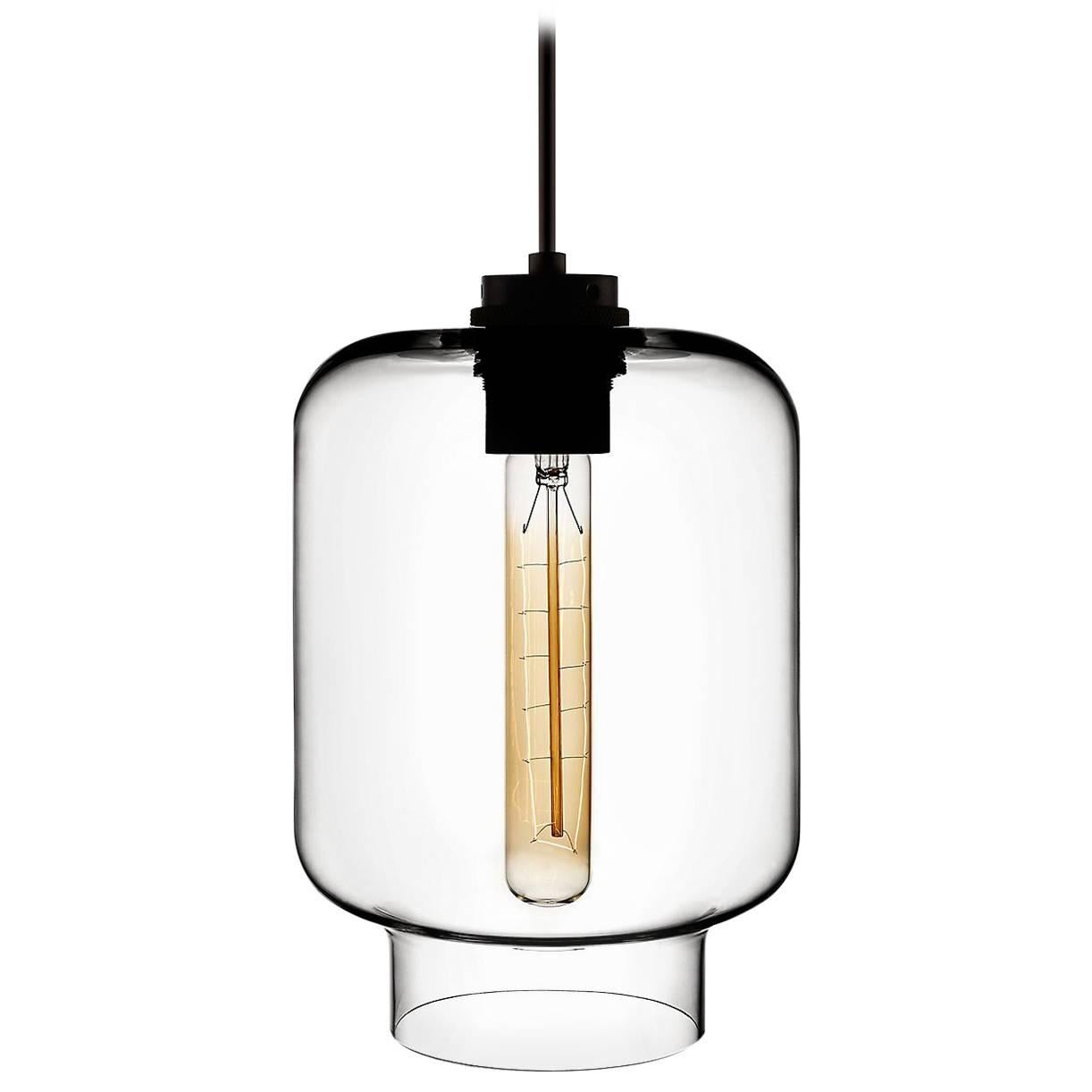 Calla Crystal Handblown Modern Glass Pendant Light, Made in the USA For Sale