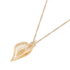 Calla Flower Diamond Pendant Fantasy Cocktail Necklace in 18 K Rose Gold