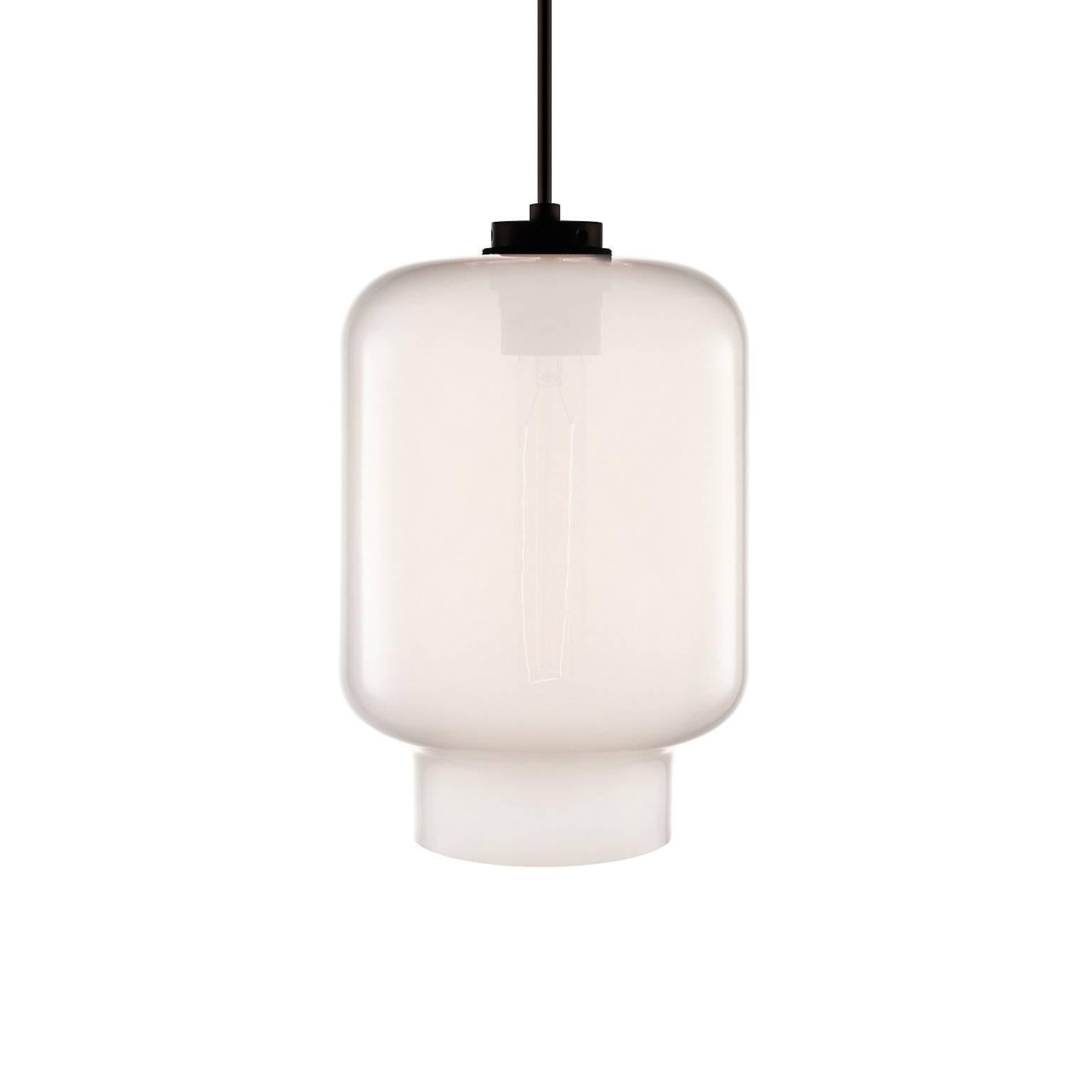 Calla Gray Handblown Modern Glass Pendant Light, Made in the USA In New Condition For Sale In Beacon, NY