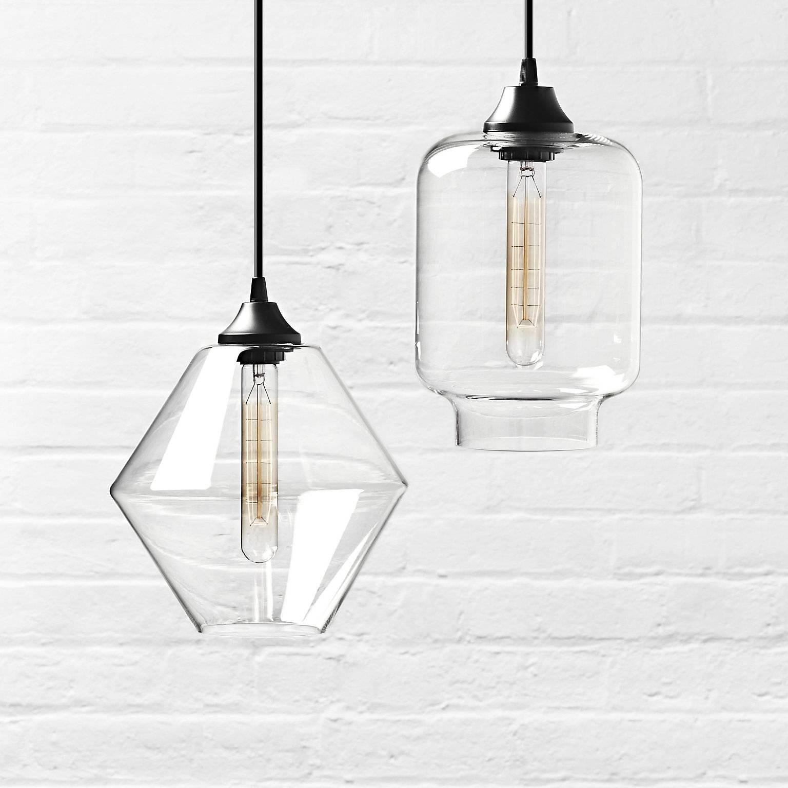 Contemporary Calla Gray Handblown Modern Glass Pendant Light, Made in the USA For Sale