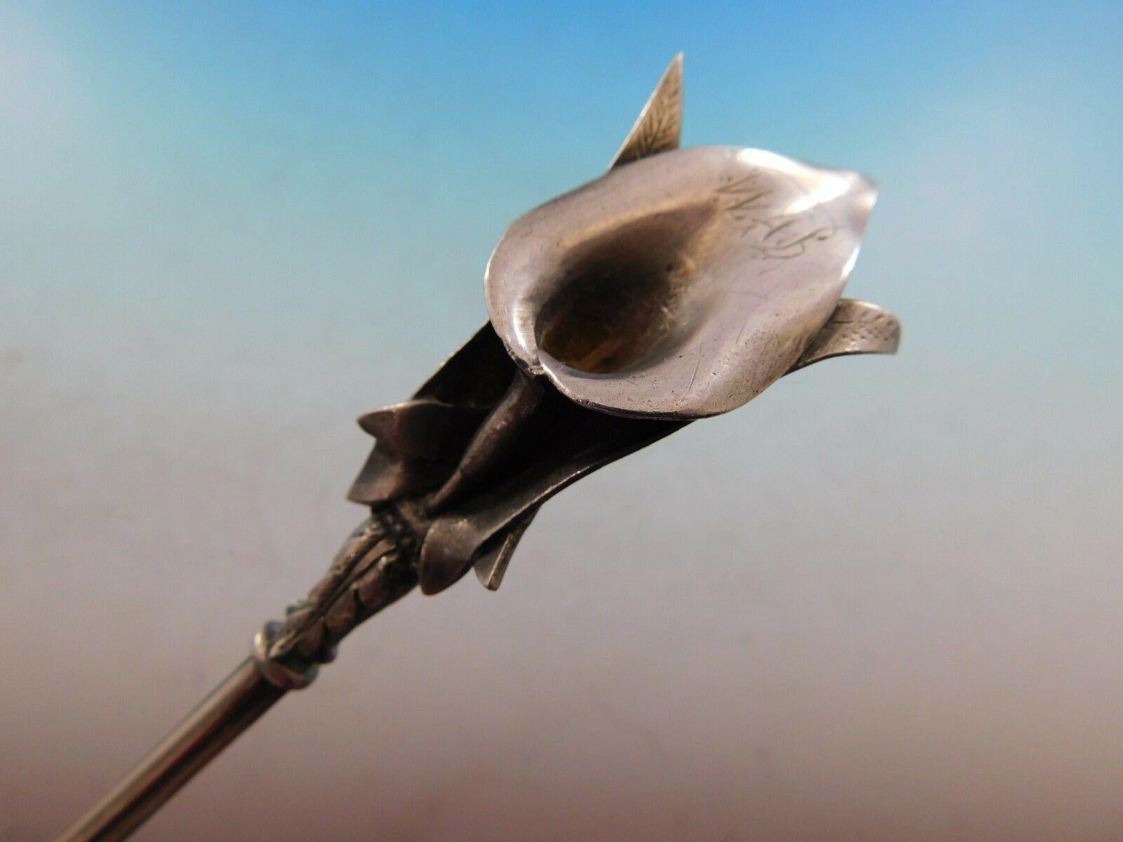 20th Century Calla Lily by Whiting Sterling Silver Berry Spoon Gold Washed