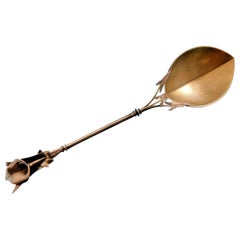 Calla Lily by Whiting Sterling Silver Berry Spoon Gold Washed