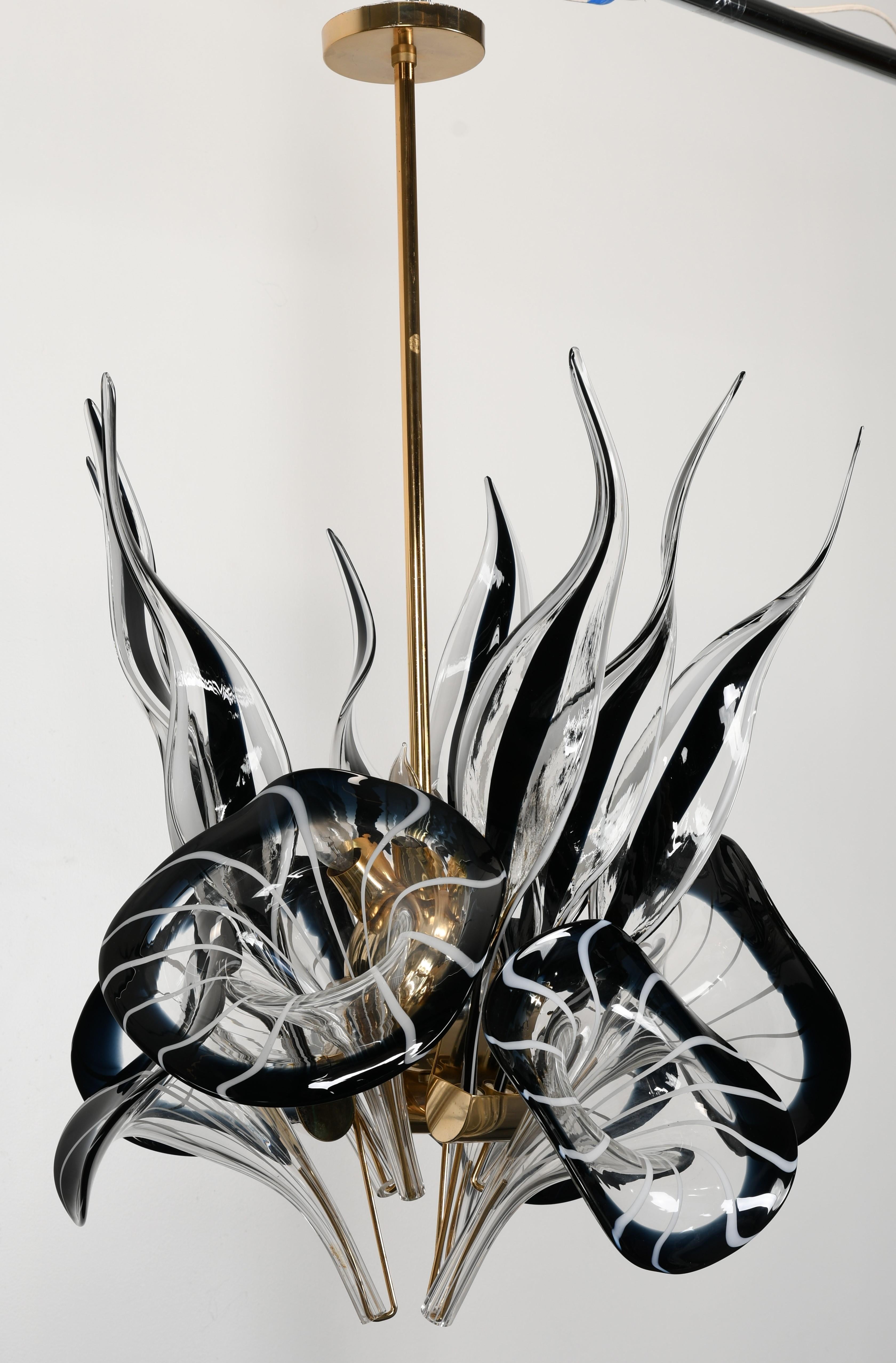 Italian Calla Lily Chandelier in the Manner of Franco Luce, 1970s