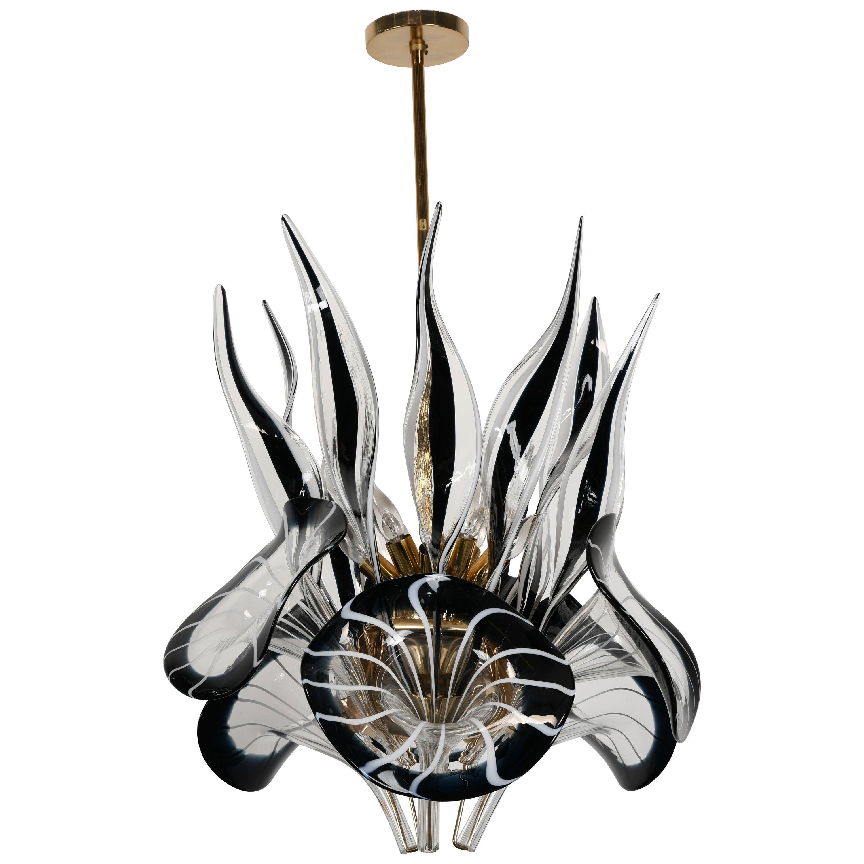 Calla Lily Chandelier in the Manner of Franco Luce, 1970s