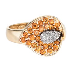 Calla Lily Citrine Diamond Ring 14 Karat Yellow Gold Estate Fine Jewelry