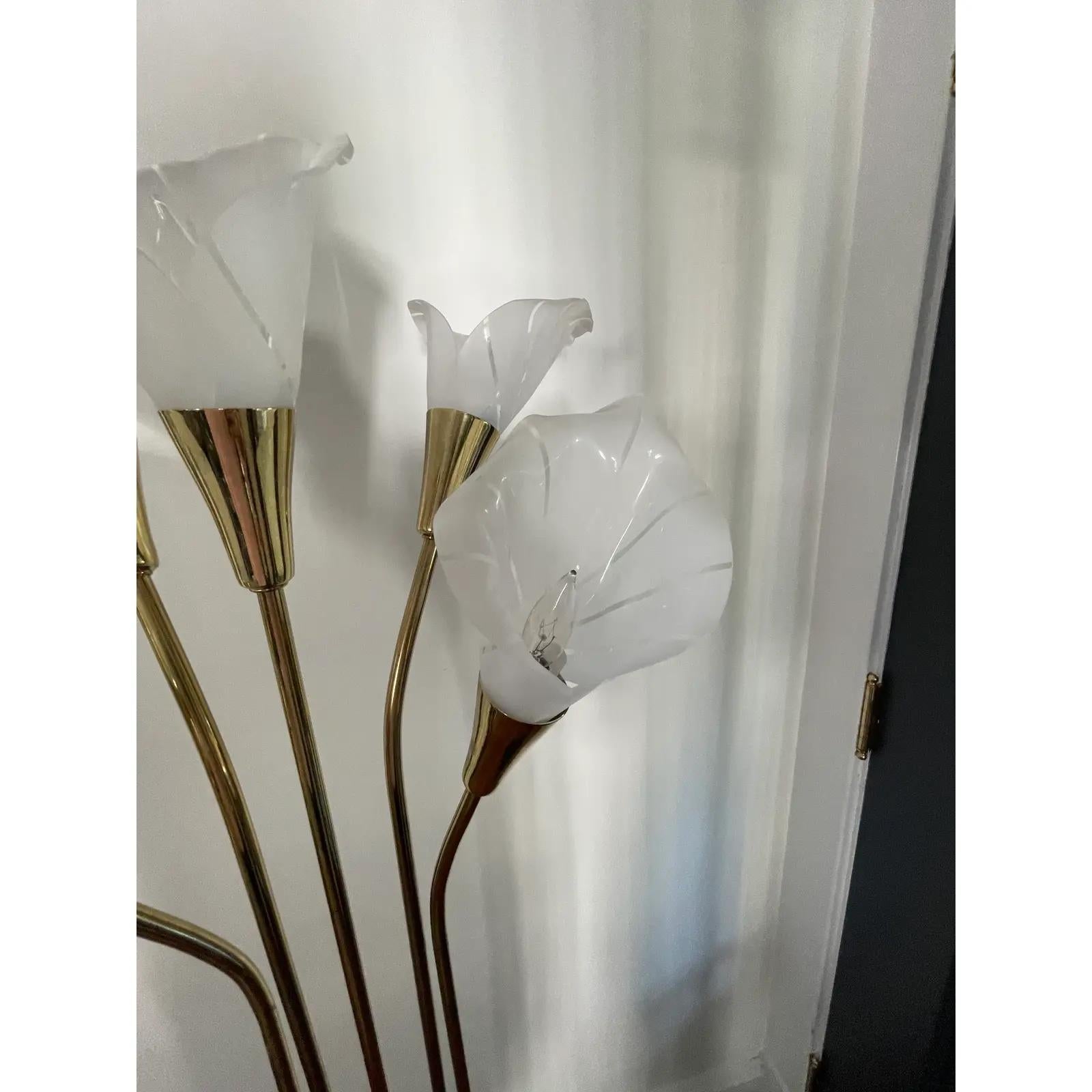 Unknown Calla Lily Flower Brass Floor Lamp For Sale
