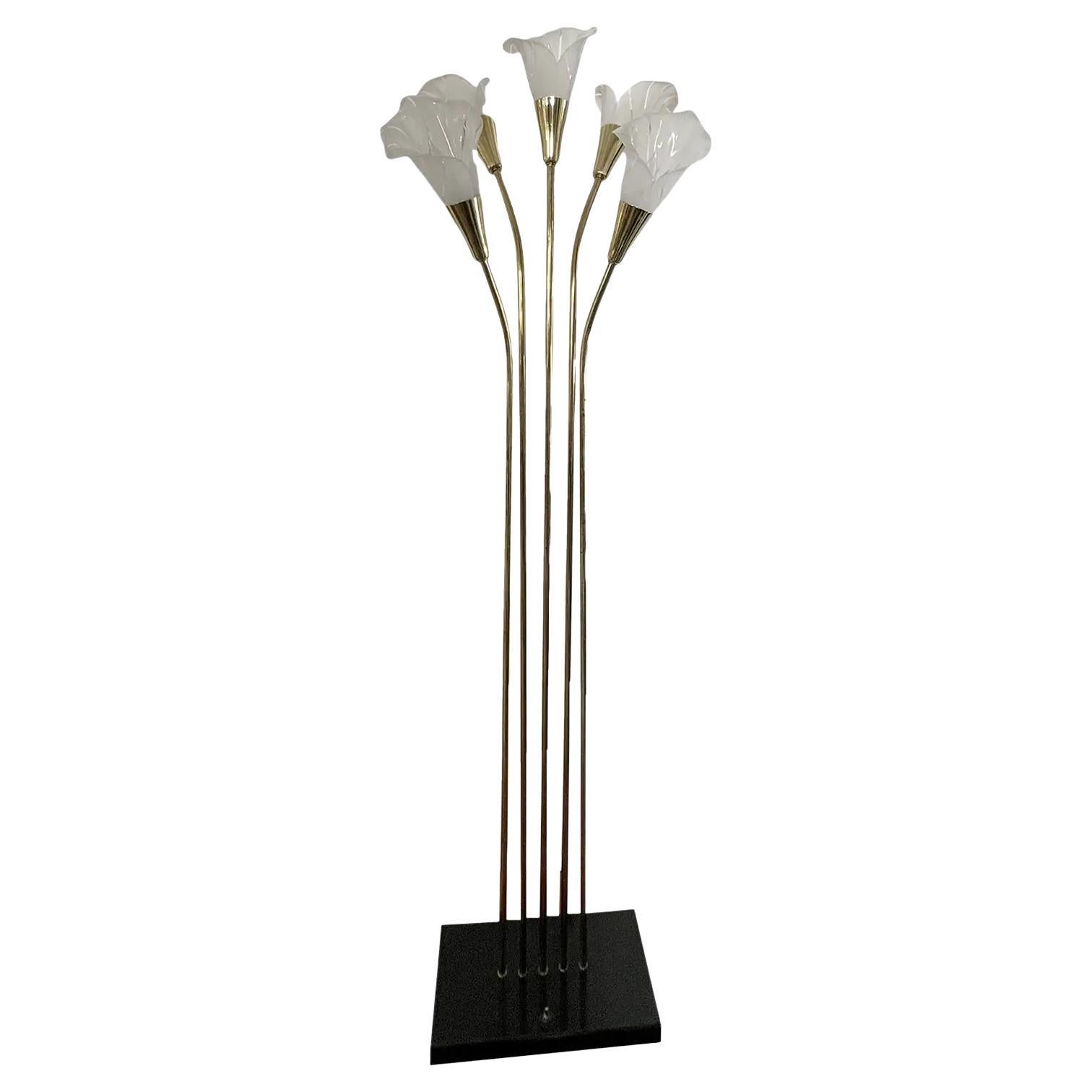 Calla Lily Flower Brass Floor Lamp For Sale