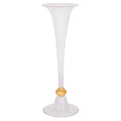 Vaso Tallo Lirio de Murano Transparente y Dorado Italia Siglo XXI