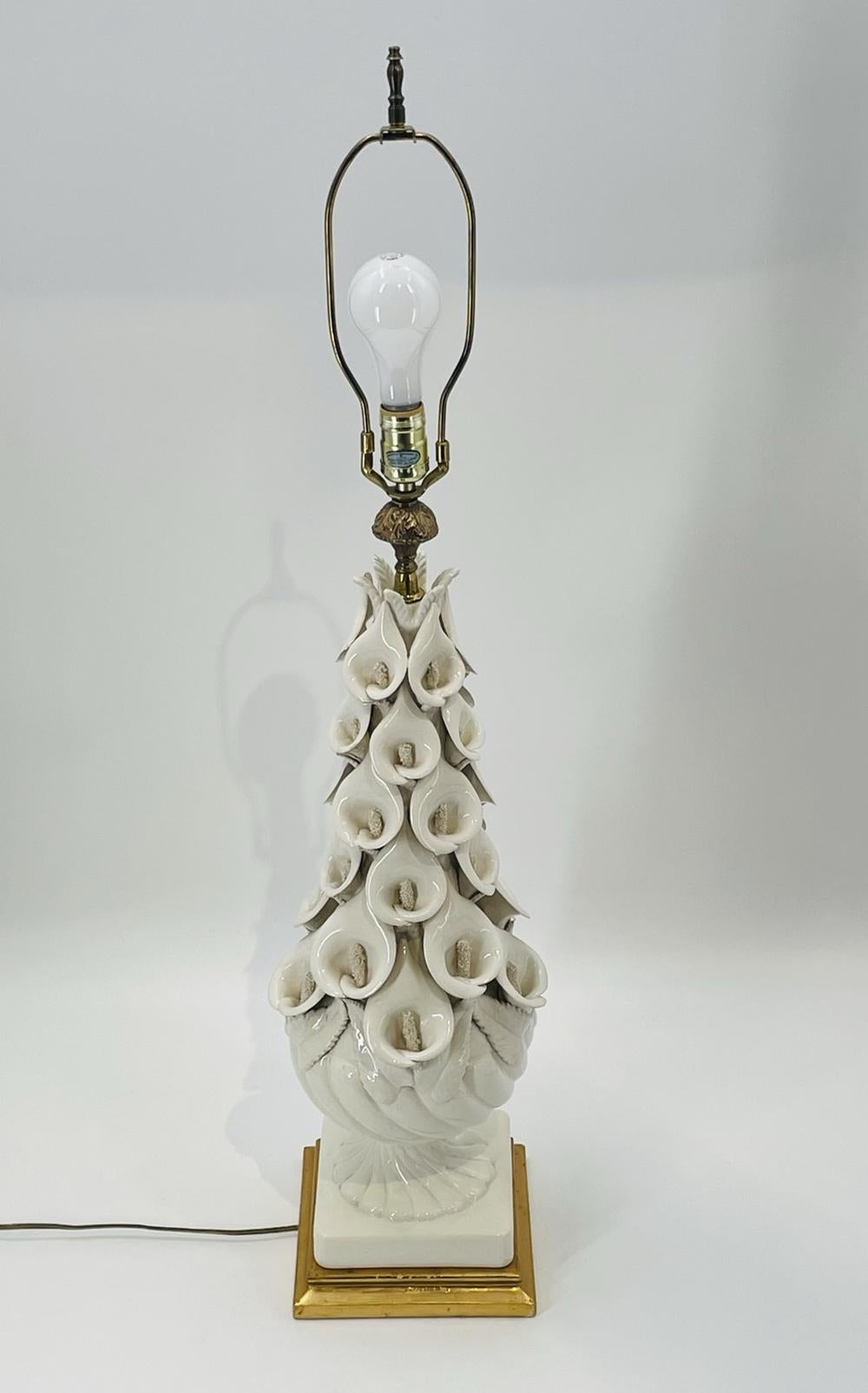 Ceramic Calla Lily Table Lamp By Bondia/Manises, Spain 1960's
