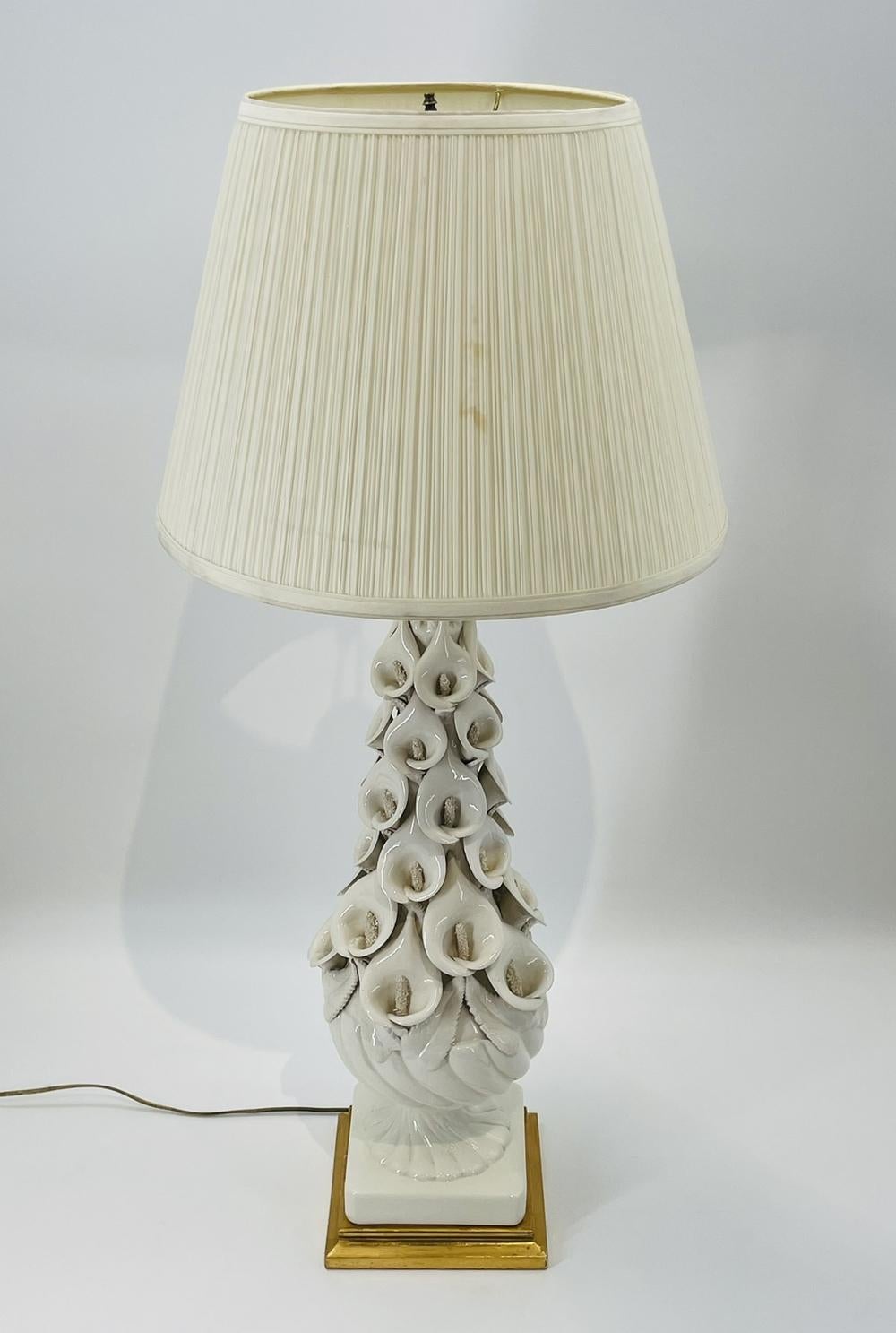 Espagnol Lampe de table Calla Lily par Bondia/Manises, Espagne, années 1960
