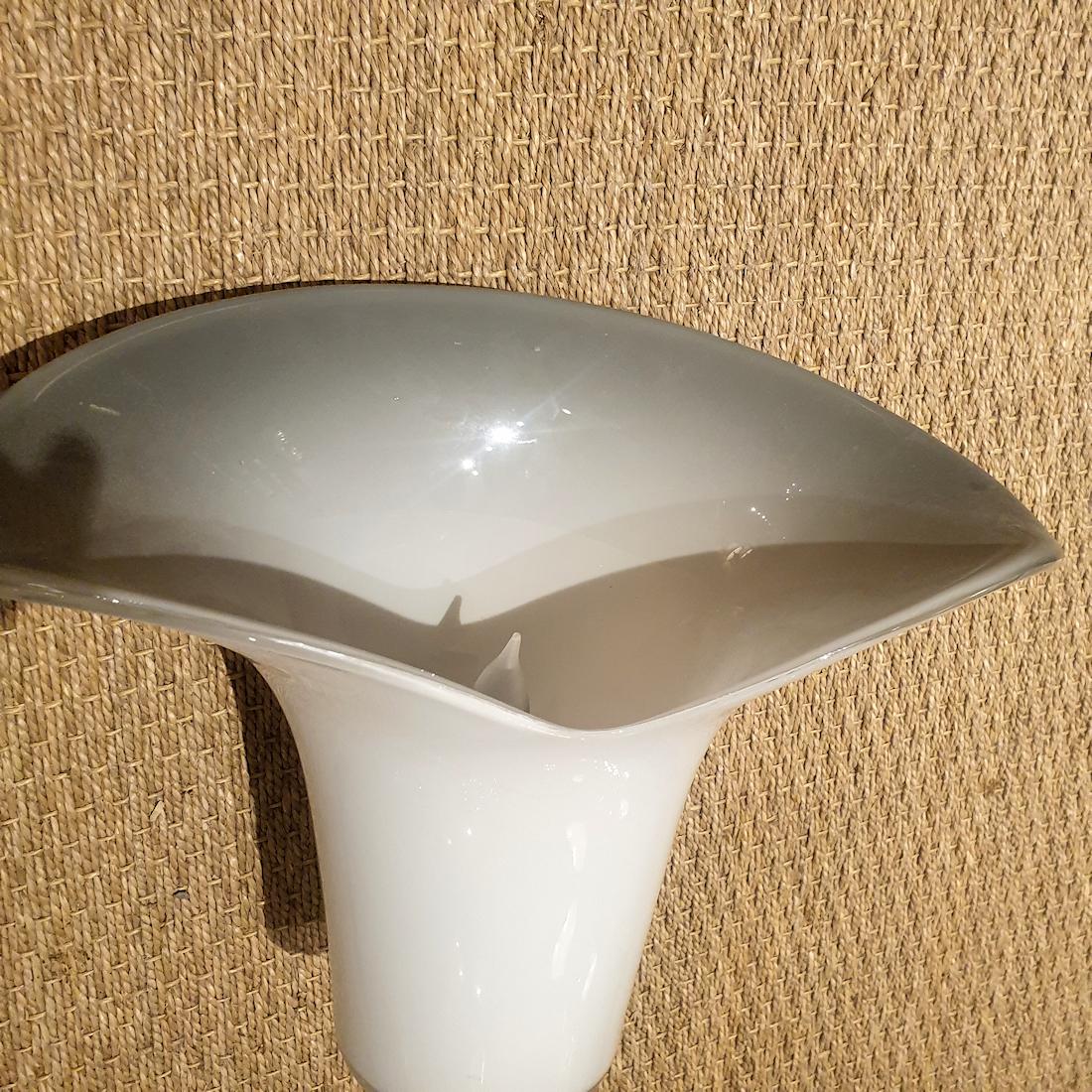 Late 20th Century Mid Century White and Gray Murano Glass Sconces - a pair For Sale