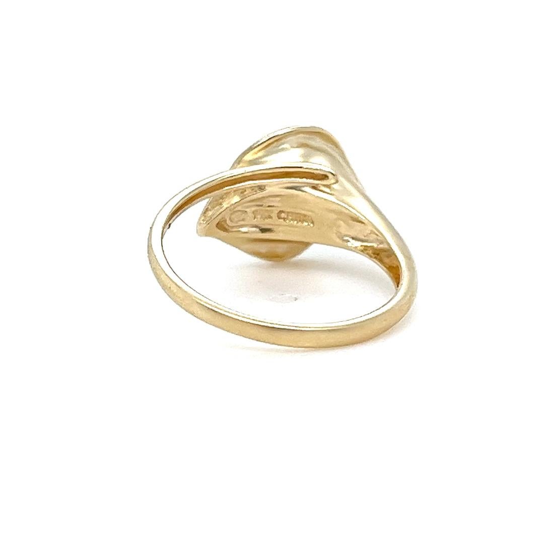 Single Cut Calla Lily Yellow Gold Wrap Ring For Sale