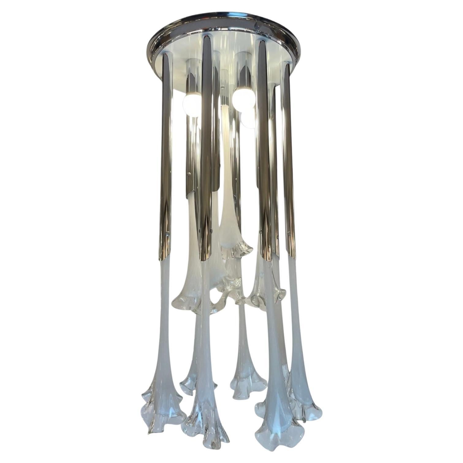 Calla, Murano Ceiling Lamp by Venini, 1960s For Sale