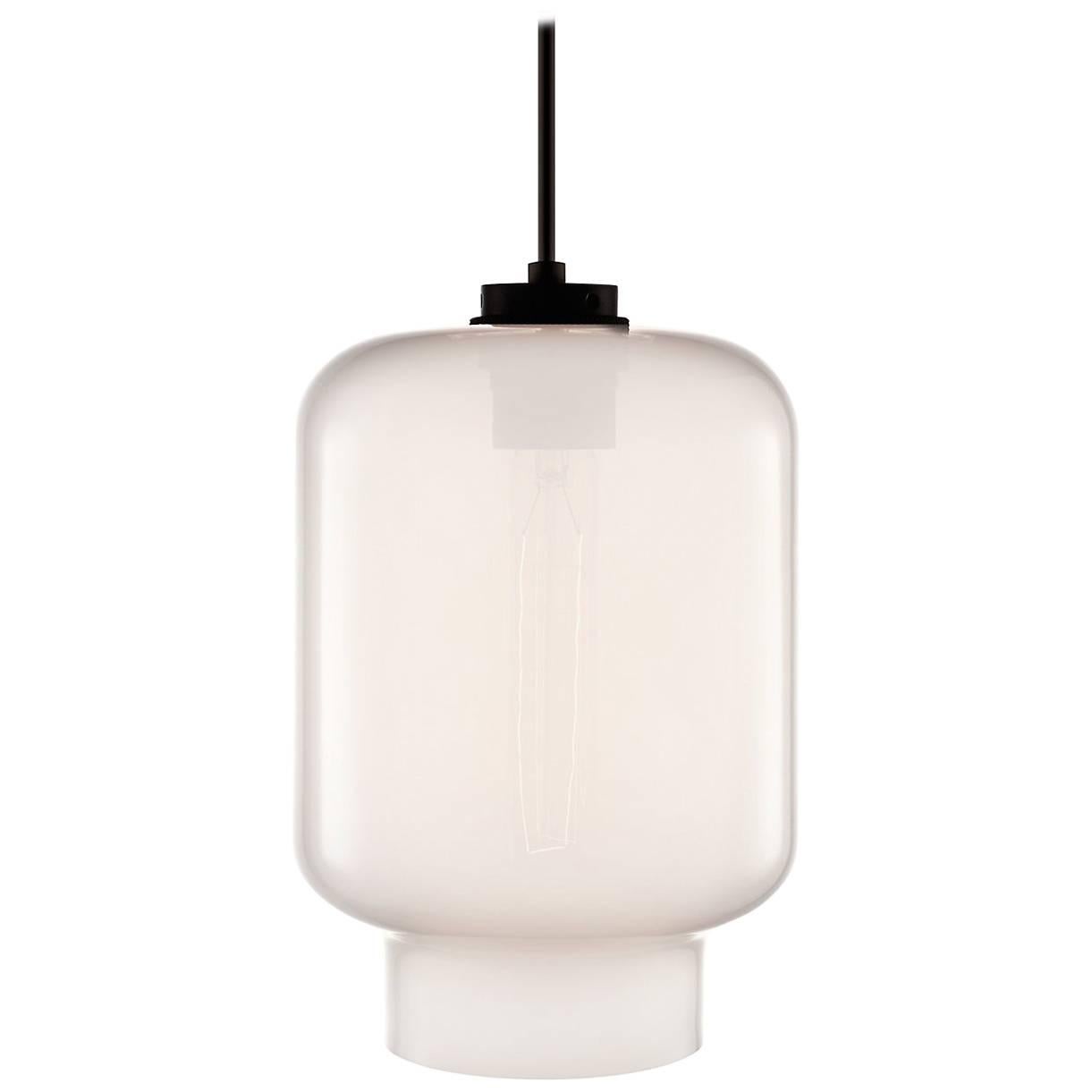 Calla Opaline Handblown Modern Glass Pendant Light, Made in the USA For Sale