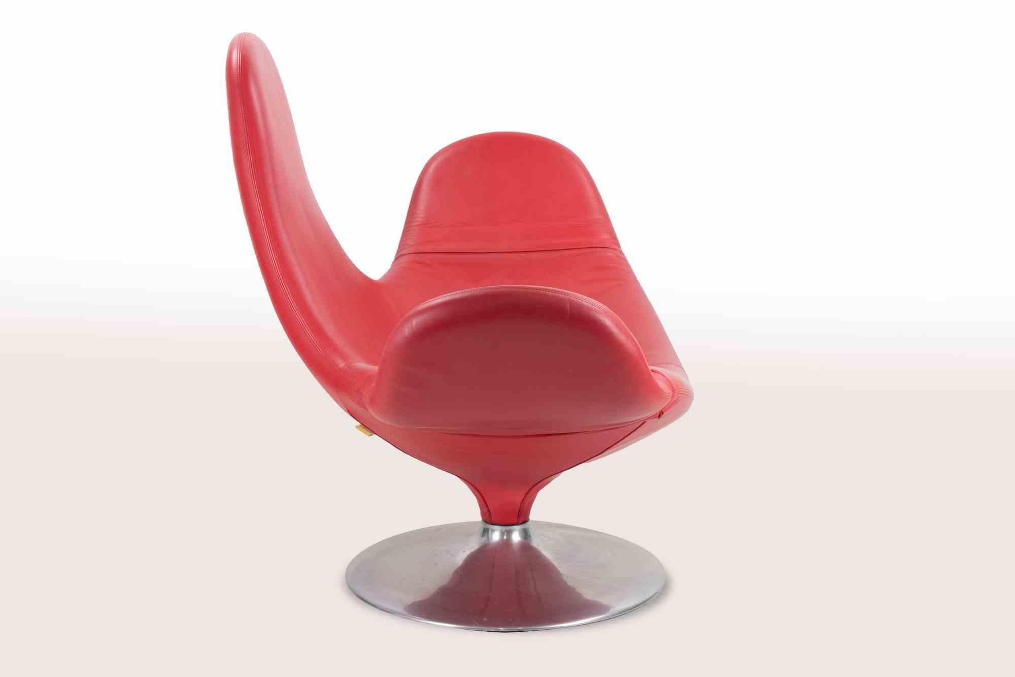 italien Fauteuil Calla en cuir rouge de Stefano Giovannoni pour Domodinamica, années 1980 en vente
