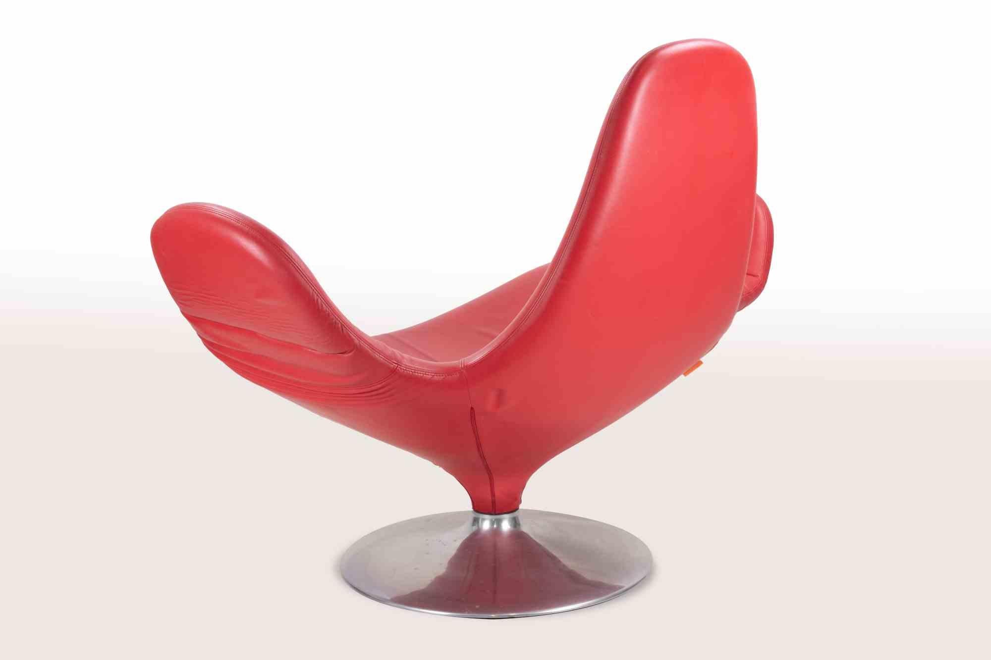 Fauteuil Calla en cuir rouge de Stefano Giovannoni pour Domodinamica, années 1980 Bon état - En vente à Roma, IT
