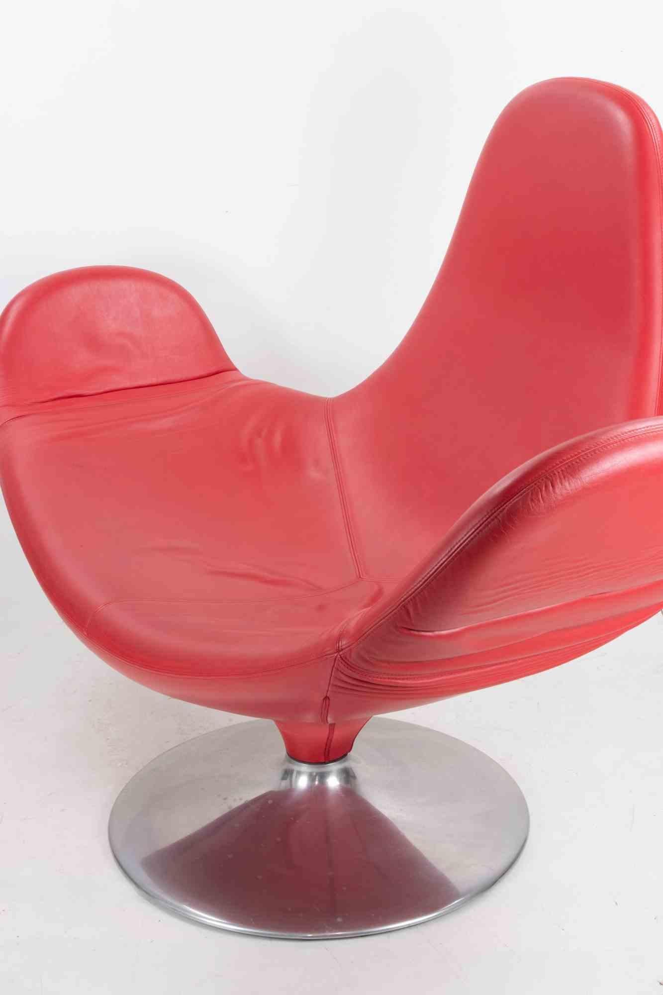 Métal Fauteuil Calla en cuir rouge de Stefano Giovannoni pour Domodinamica, années 1980 en vente