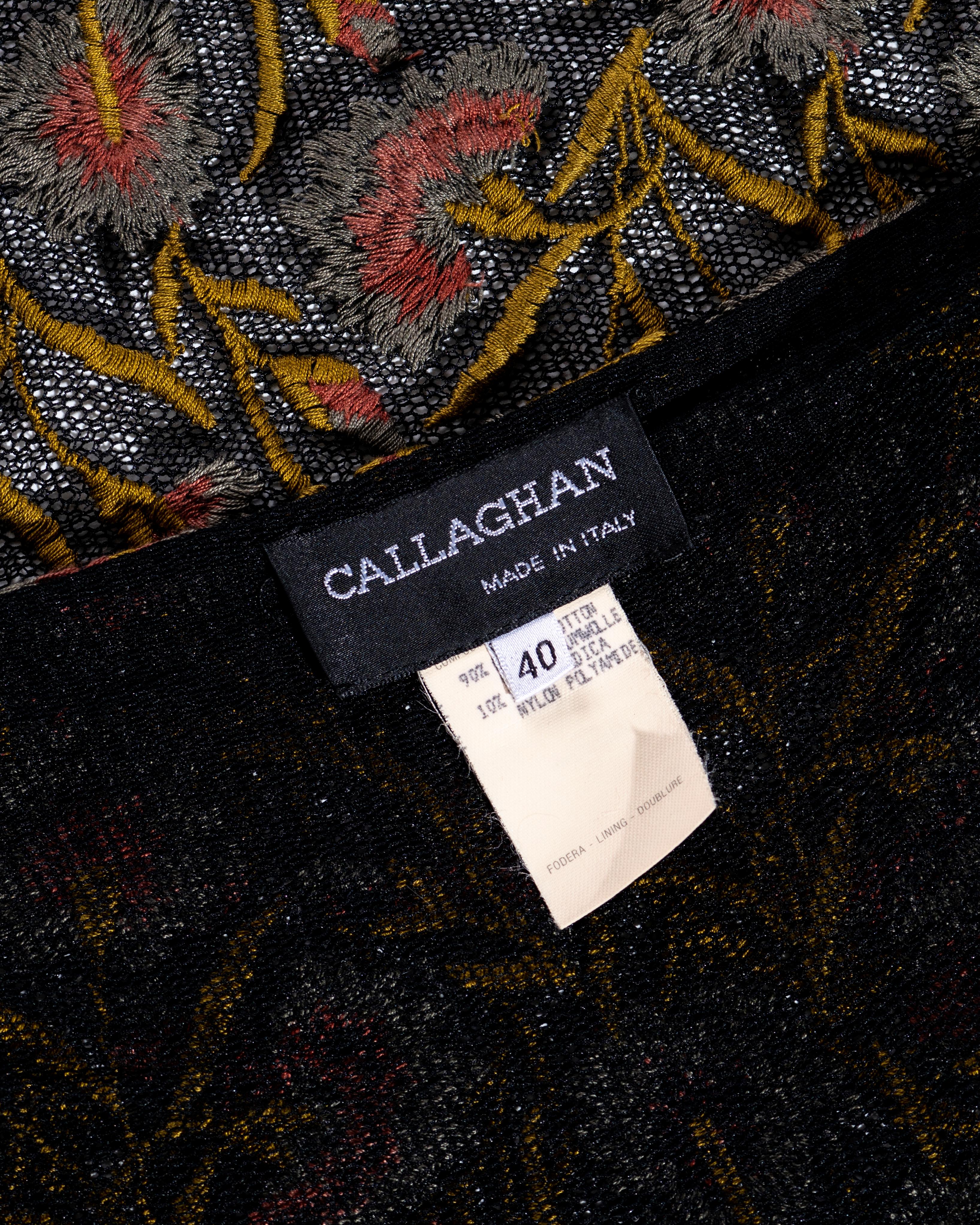 Blouse et jupe portefeuille en maille de coton brodée Callaghan by Romeo Gigli, P/E 1990 en vente 6
