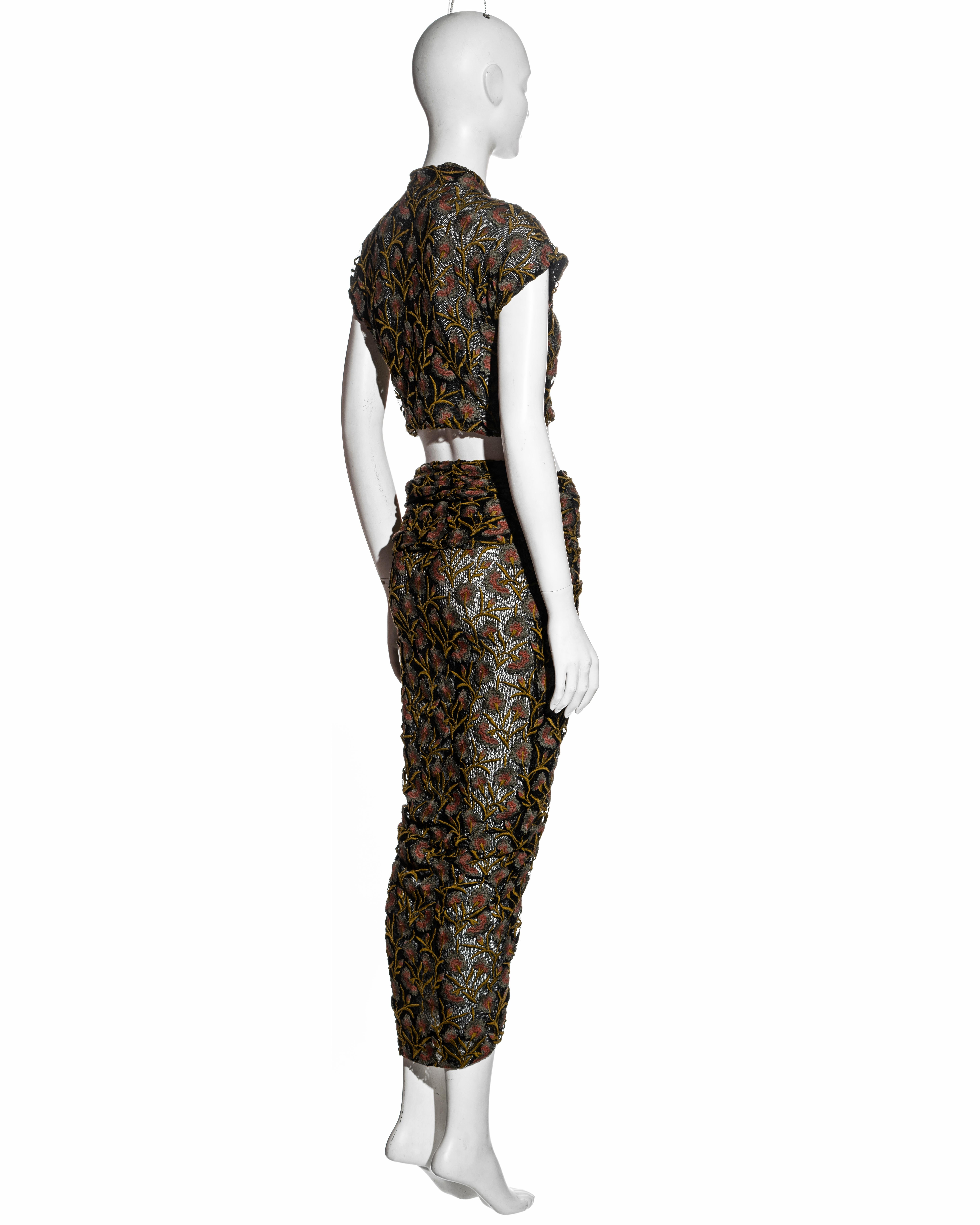 Callaghan by Romeo Gigli embroidered cotton mesh blouse and wrap skirt, ss 1990 For Sale 2