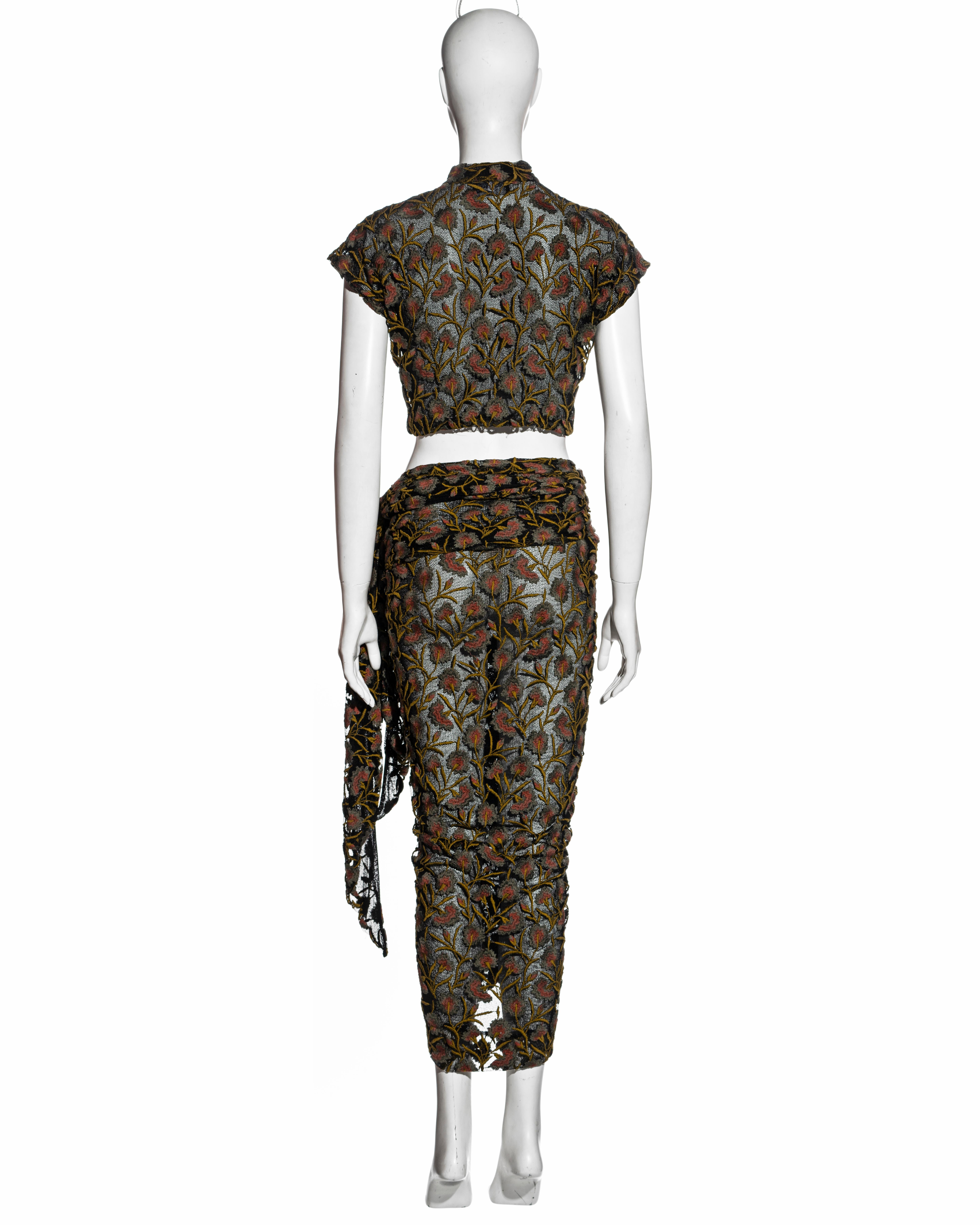 Callaghan by Romeo Gigli embroidered cotton mesh blouse and wrap skirt, ss 1990 For Sale 3