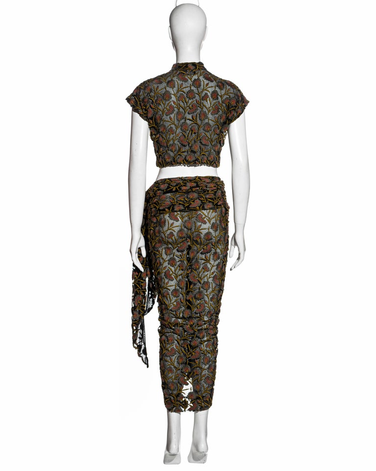 Callaghan by Romeo Gigli embroidered cotton mesh blouse and wrap skirt, ss 1990 For Sale 4