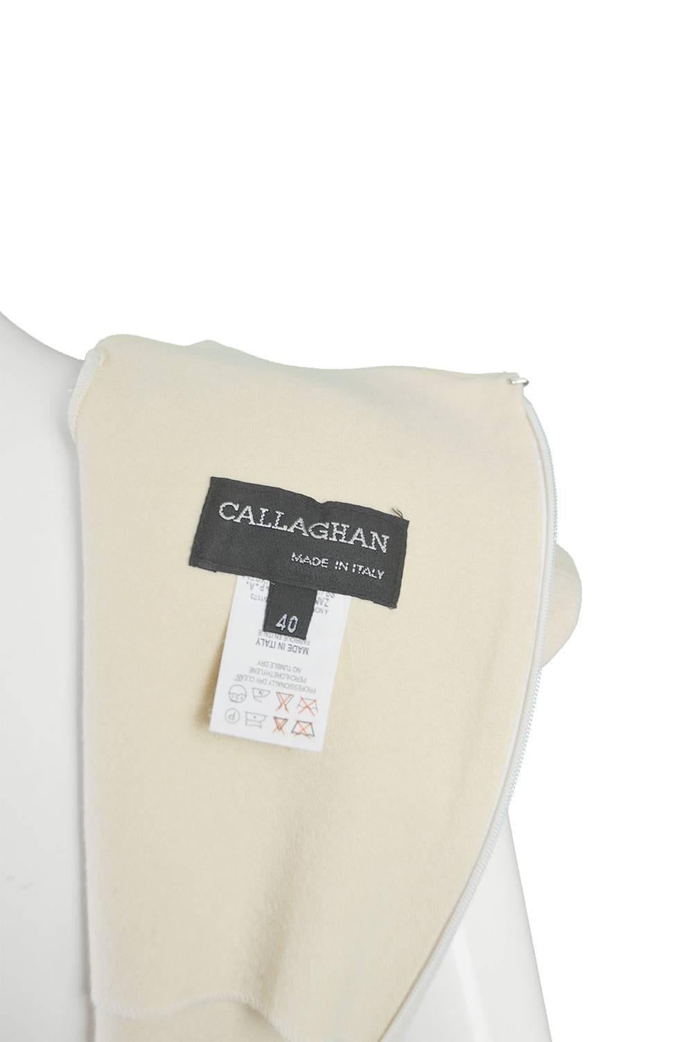 Callaghan Vintage Minimalist Architectural Cream Wool Shift Dress, 1990s  3
