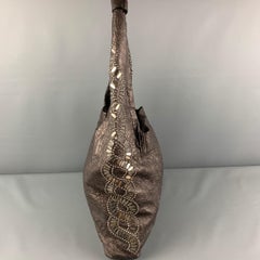 CALLEEN CORDERO Silver Grey Studded Leather Hobo Handbag