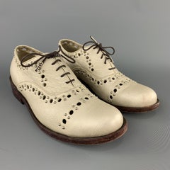 CALLEEN CORDERO Size 7.5 Gold Metallic Perforated Studded Leather Brogues