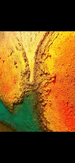 Calleja, Gemälde auf Lava, Brustalistisches Schild, Datum, Spanien 1977