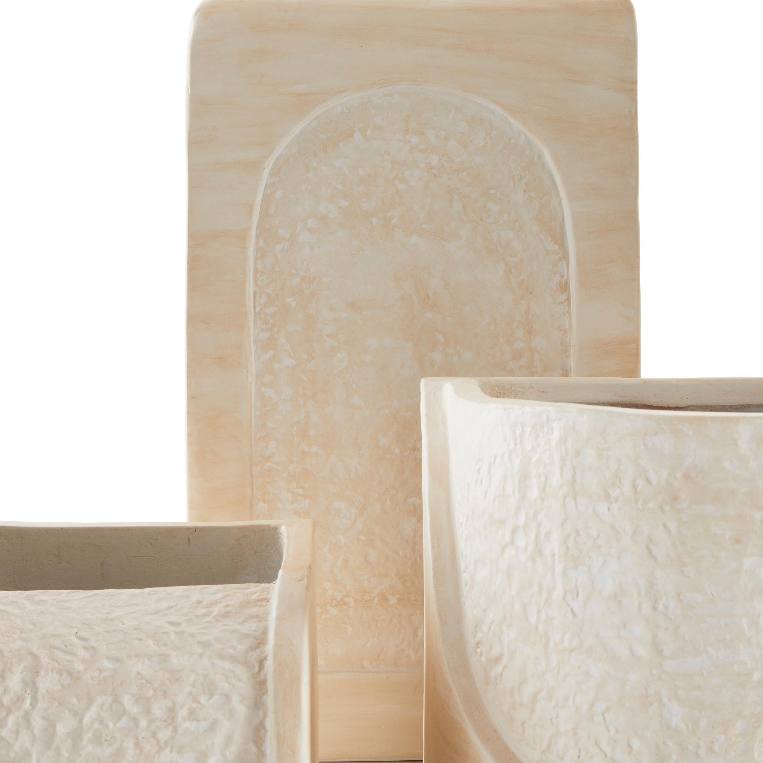 Jardineras Callie, Lote de 3 AVS07 - Talladas, Terracota Marfil en venta 1