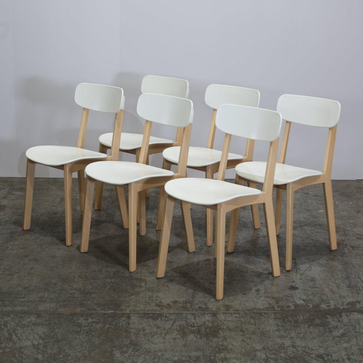 Contemporary Calligaris Chaise Cream Chairs, Set of Six For Sale