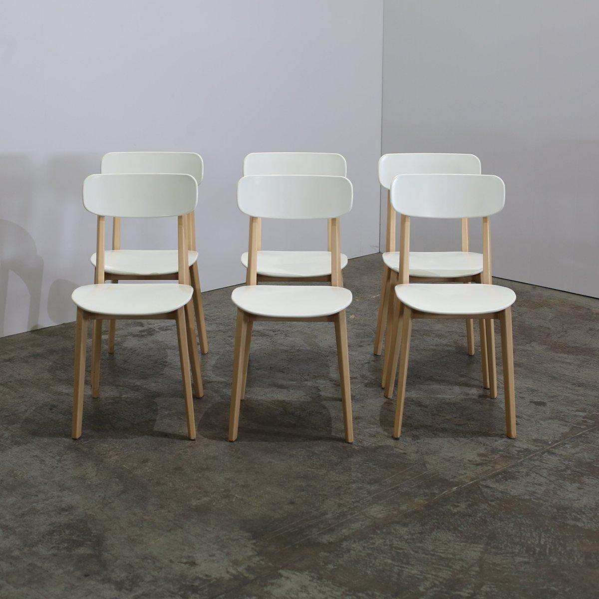 Metal Calligaris Chaise Cream Chairs, Set of Six For Sale