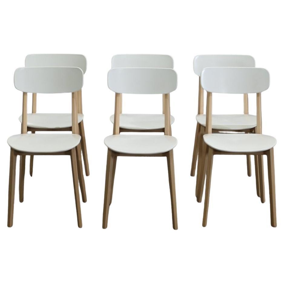 Calligaris Chaise Cream Chairs, Set of Six For Sale