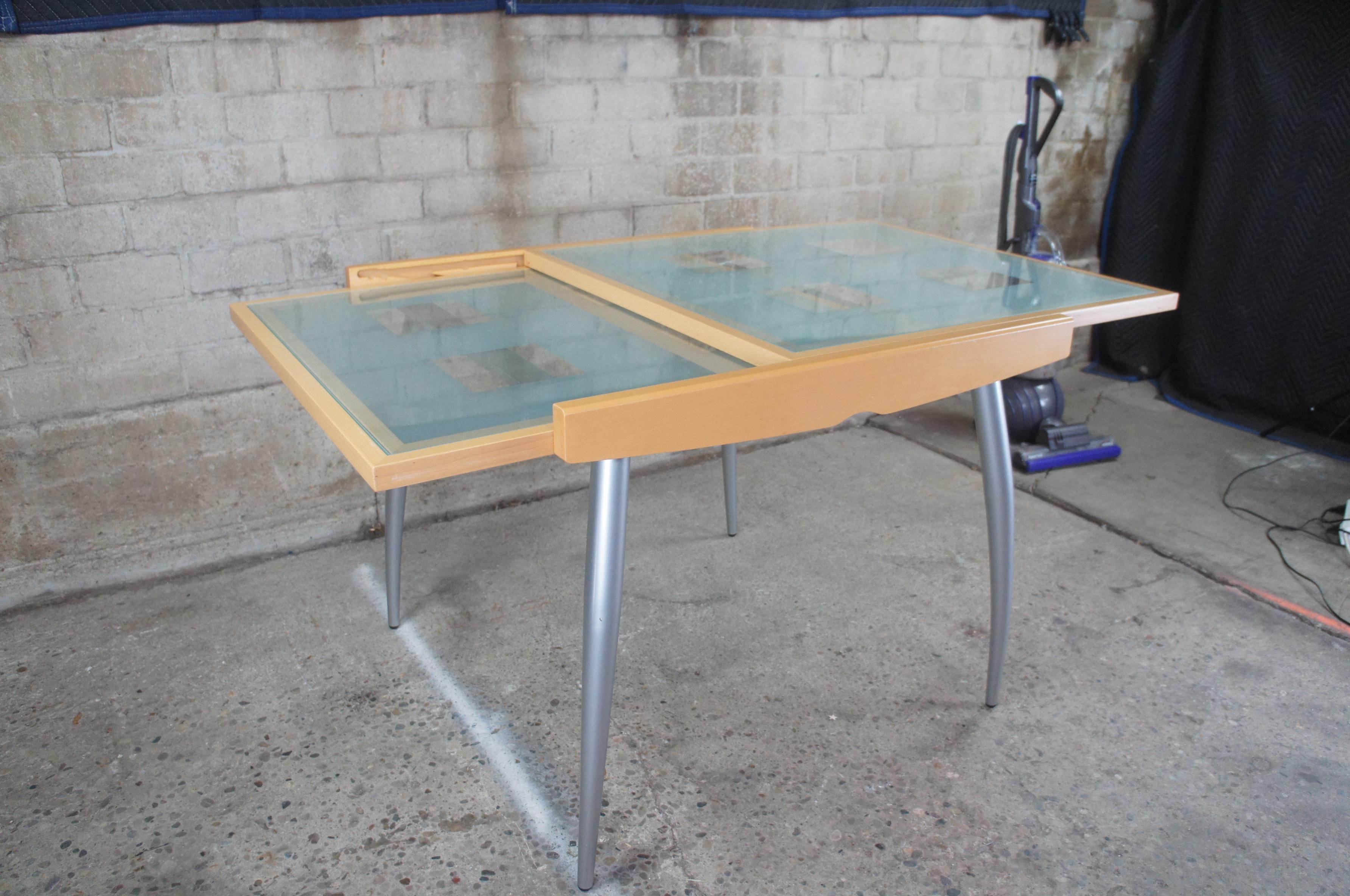 Calligaris Italian Modern Bon Ton Glass Extendable Dining Breakfast Table MCM In Good Condition In Dayton, OH