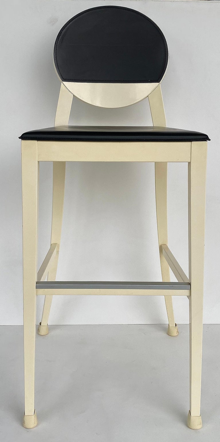 Calligaris Lacquered Wood Upholstered Bar Stools Made in Italy, Set of