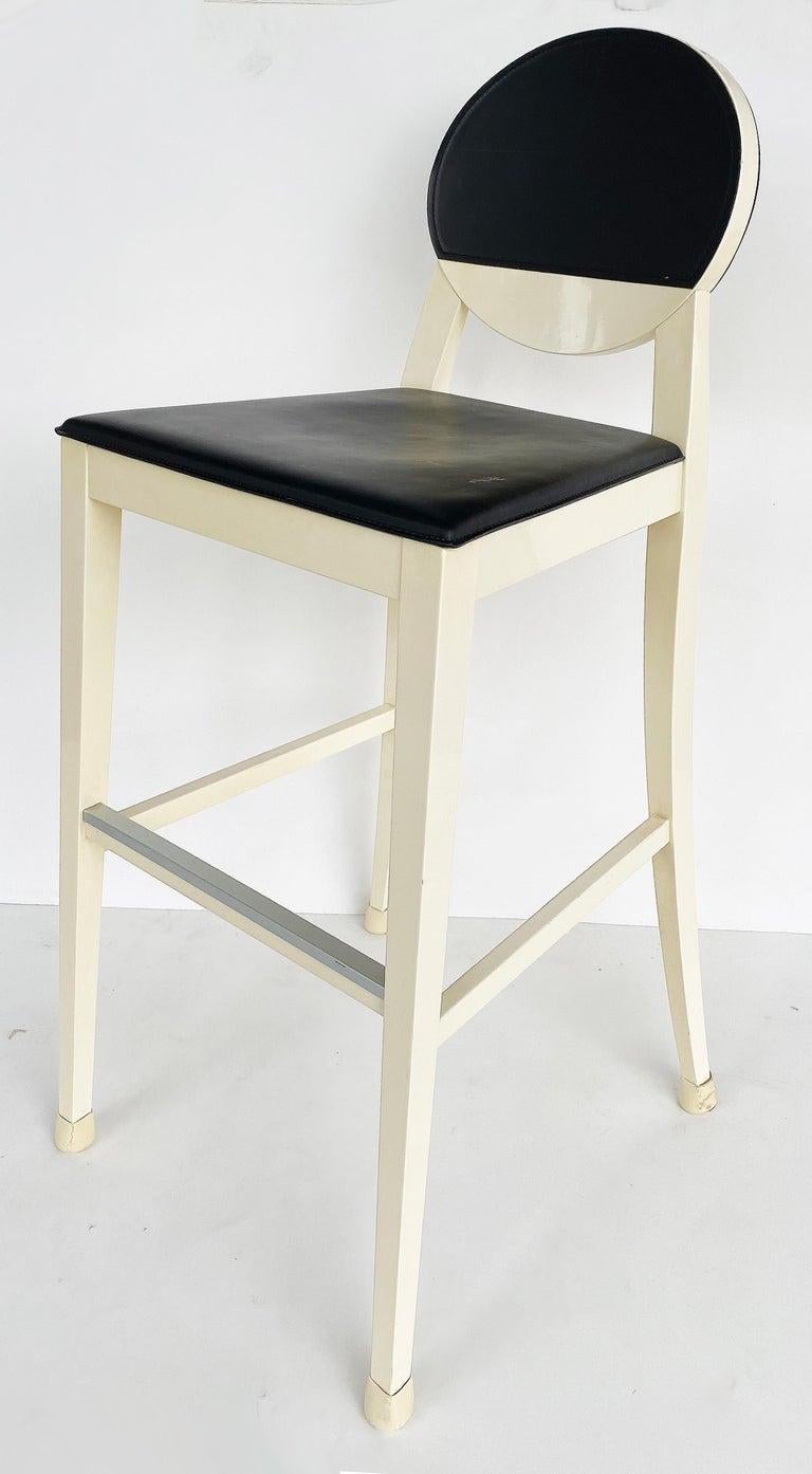 Calligaris Taburetes de Bar Tapizados en Madera Lacada Made in Italy, Set de 3 Posmoderno en venta