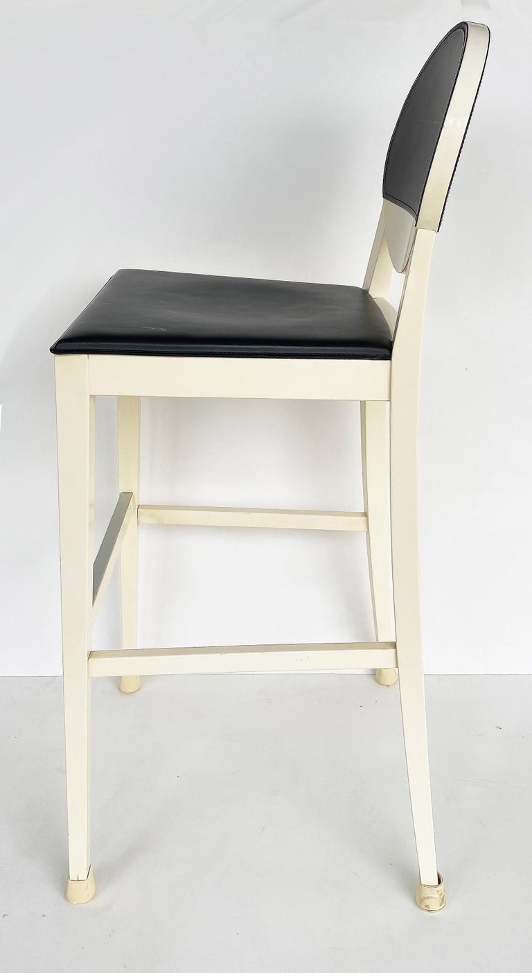 Calligaris Lacquered Wood Upholstered Bar Stools Made in Italy, Set of