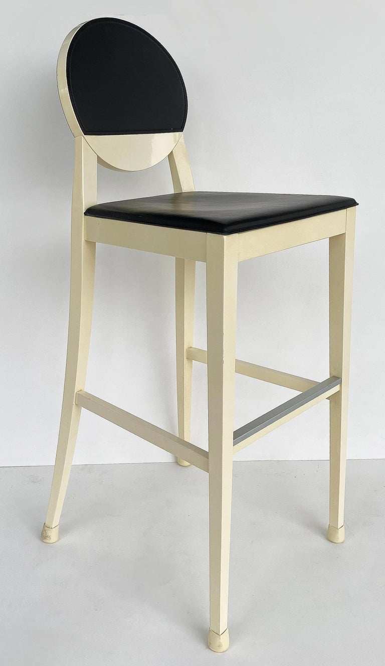 Calligaris Lacquered Wood Upholstered Bar Stools Made in Italy, Set of