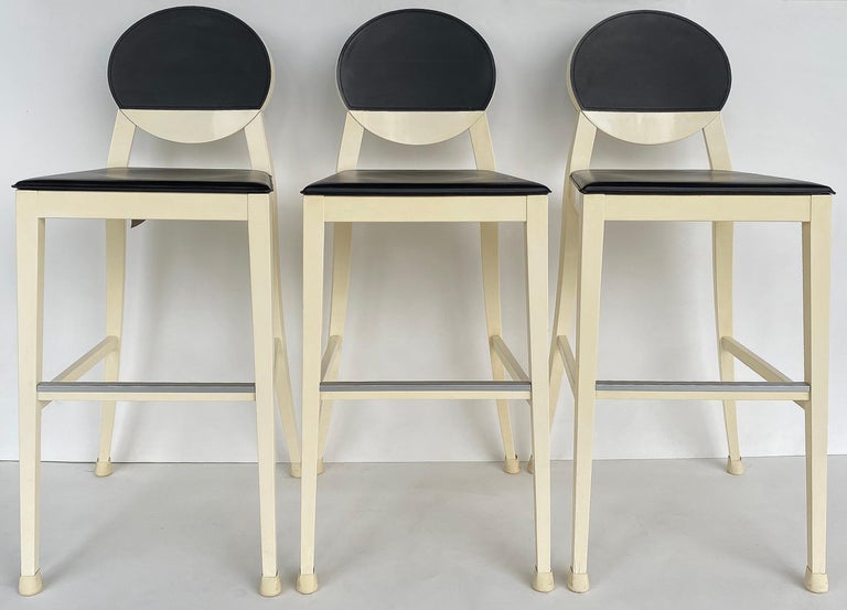 Calligaris Lacquered Wood Upholstered Bar Stools Made in Italy, Set of