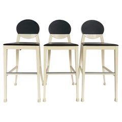 Calligaris Taburetes de Bar Tapizados en Madera Lacada Made in Italy, Set de 3
