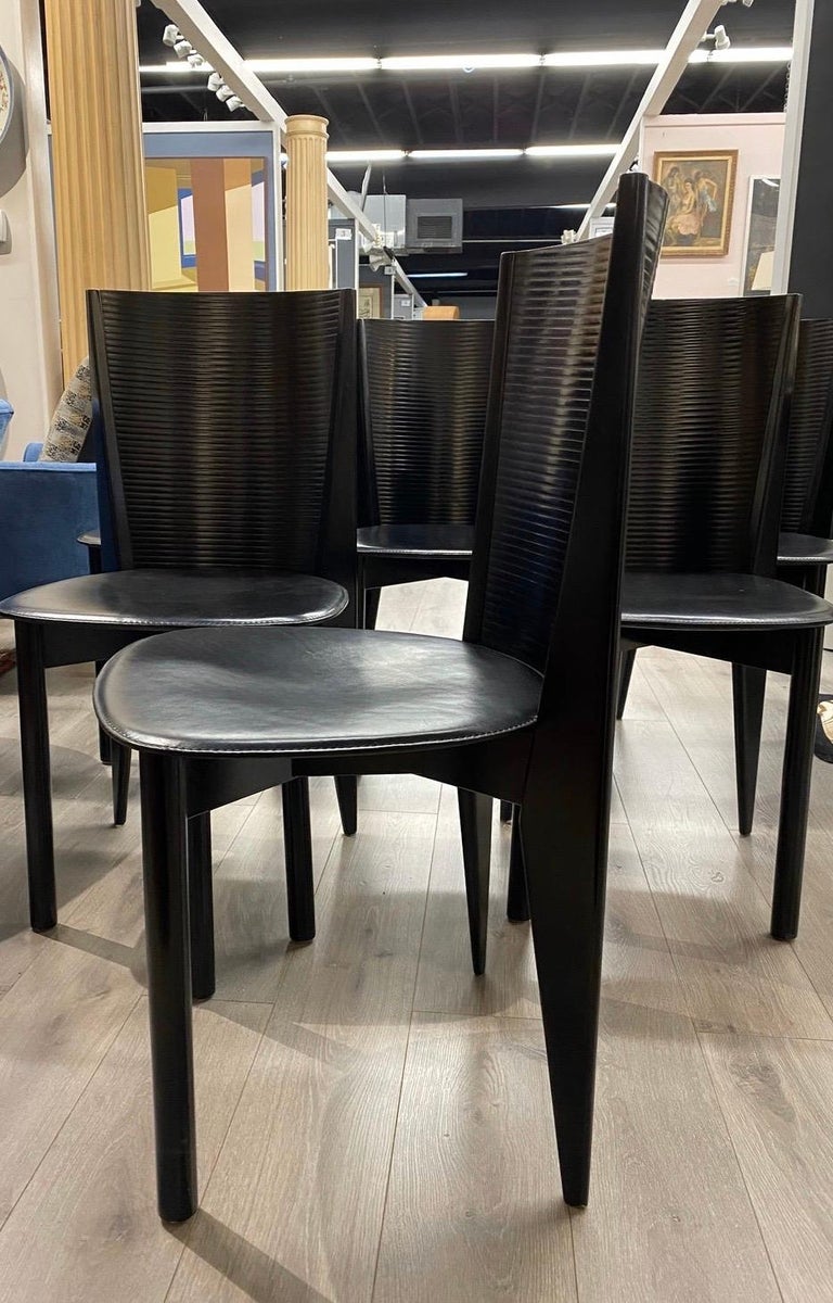Calligaris Made in Italy Set of Six Black Dining Chairs at 1stDibs